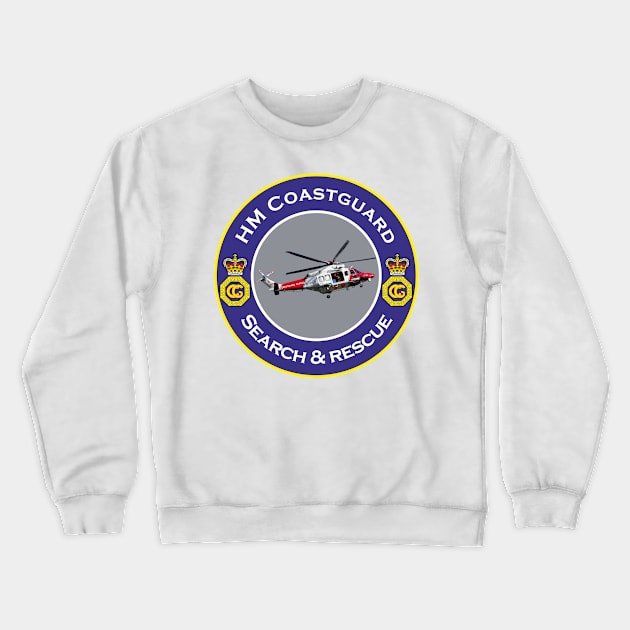 HM Coastguard search and rescue Helicopter Crewneck Sweatshirt by AJ techDesigns